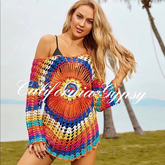 Rainbow Knit Boho Coverup - Picture 5 of 9